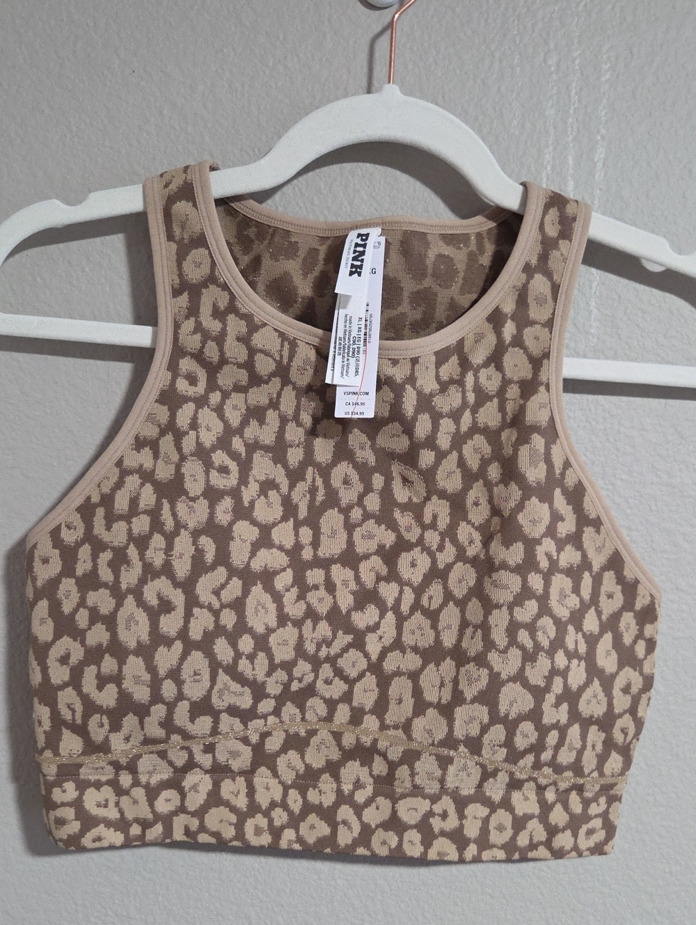 Victoria's Secret Pink Tan and Cream Leopard Print Sports Bra